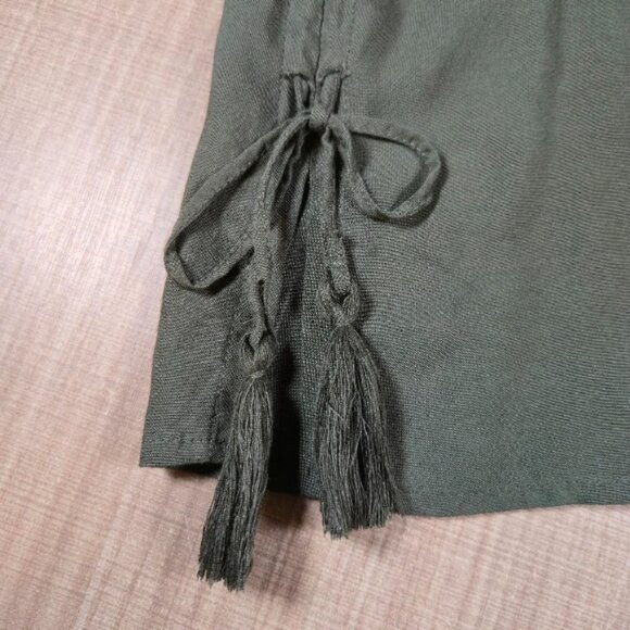 Time & Tru Embroidered Top Women Size L Green Bohemian Preppy Peasant - Picture 6 of 8